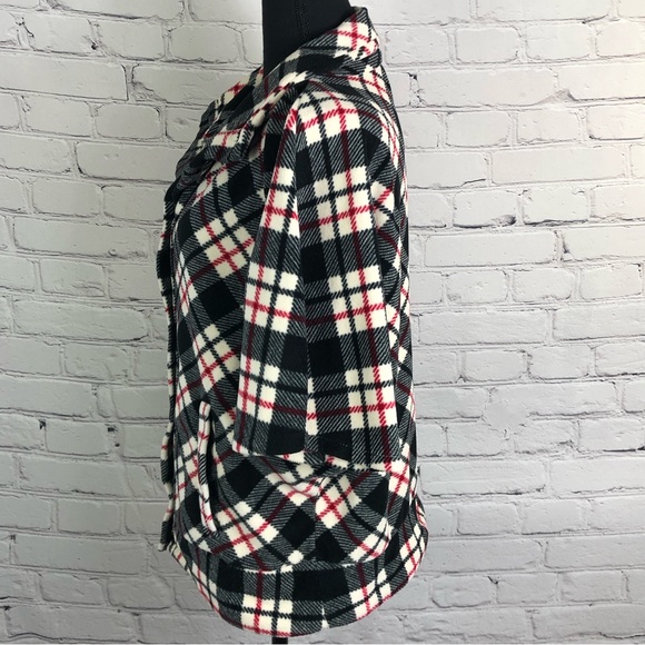 LIZ CLAIBORNE ACTIVE FLEECE PLAID RED/BLACK PONCHO/CAPE SIZE (L) - Picture 8 of 14